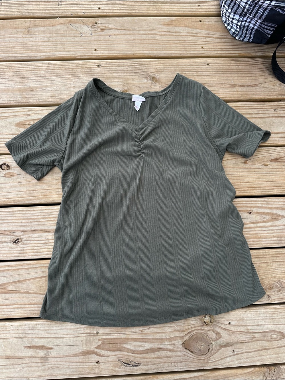 Isabel Maternity by Ingrid & Isabel Olive Short-Sleeve V-Neck Top